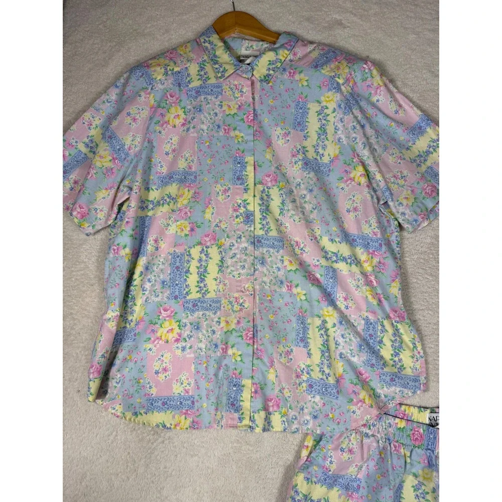Napa Valley Floral Patchwork Set Womens 20W‎ Pastel Pink Blue Good Vintage 90s